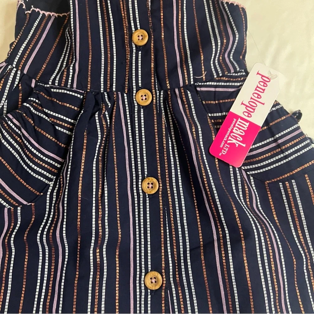 Penelope Mack Navy and Pink Striped Dress With Bloomers - Picture 4 of 7
